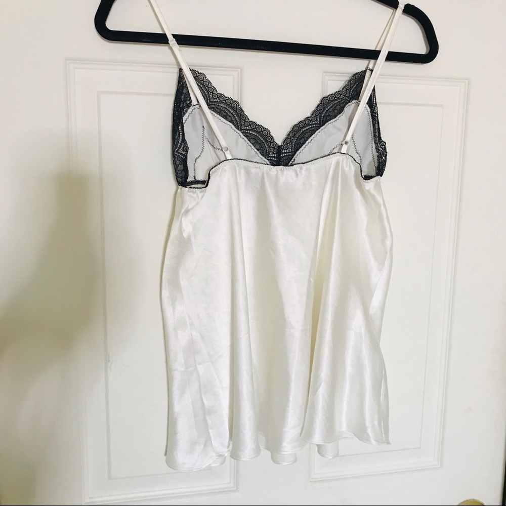 VS white satin lingerie top with black lace - Picture 3 of 8